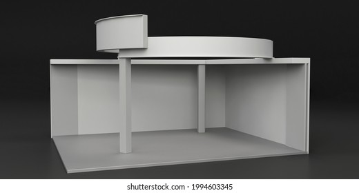 Blank Stand Design In Exhibition Or Trade Fair With Tv Display. 3d Render Virtual Exhibition Mockup