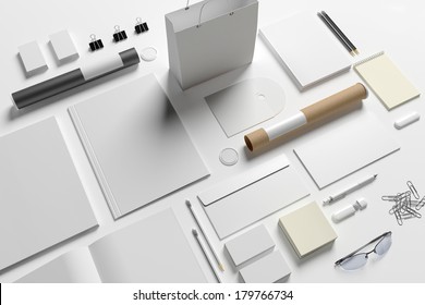 Blank stationery/ branding isolated on white background
