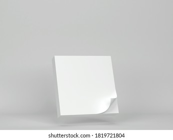 Blank Sticky Note Mockup. 3d Illustration On Gray Background 