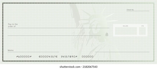 Blank Stimulus Bank Check Template. Fake Checkbook Mockup