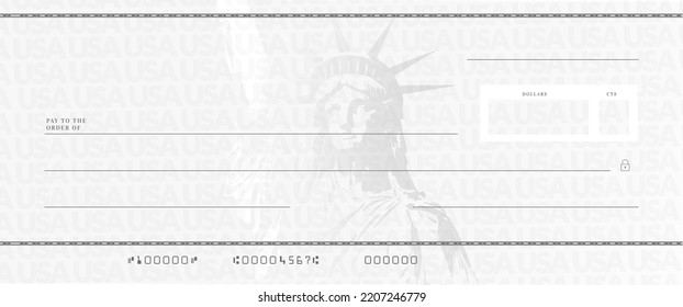 Blank Stimulus Check Template. Fake Money Bank Cheque Mockup