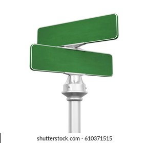 Blank Street Sign Isolated. 3D Rendering