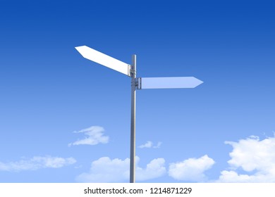A blank stylized image of a multi-directional street sign pointing to various directions. - Shutterstock ID 1214871229