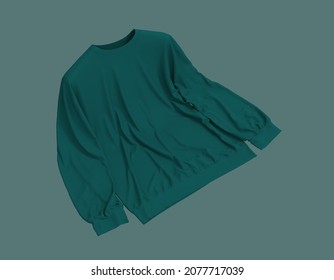 Blank Sweatshirt Mock Up In Front View, 3d Rendering, 3d Illustration