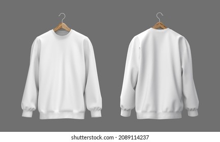 Blank sweatshirt mock up in front view, 3d rendering, 3d illustration