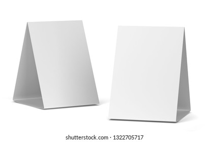 Blank Table Tent Mockup. 3d Illustration Isolated On White Background 