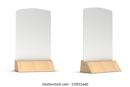 Blank Table Tent Sign In Two Different Positions For Restaurant Communication