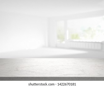 Blank Table Top In Front Of Blurry Room - 3D Illustration