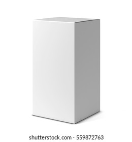 Blank tall box . 3d illustration isolated on white background 