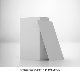 Blank Tarot Or Playing Card Box With White Cards Mockup, 3d Rendered On Light Gray Background