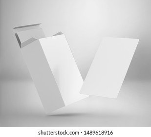 Blank Tarot Or Playing Card Box With White Cards Mockup, 3d Rendered On Light Gray Background