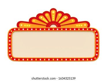 Blank Theater Sign Isolated. 3D rendering