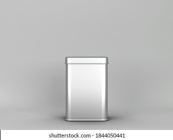 Blank Tin Can Mockup. 3d Illustration On Gray Background 