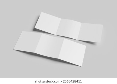 Blank tri-fold square brochure mockup - 3D ilustration