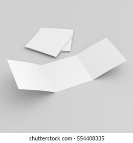 blank tri-leaf square leaflets isolated isolated on grey background. 3D rendering