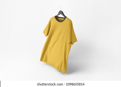 Blank Tshirt Mockup On Hanger On Background. 3d Rendering