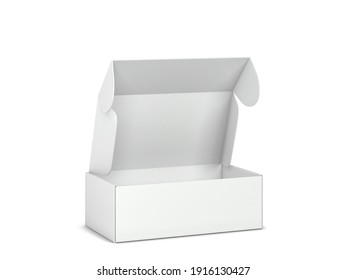 Blank tuck in flap packaging box mockup. 3d illustration isolated on white background 