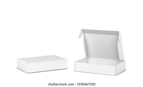 Blank tuck in flap packaging box mockup. 3d illustration isolated on white background 