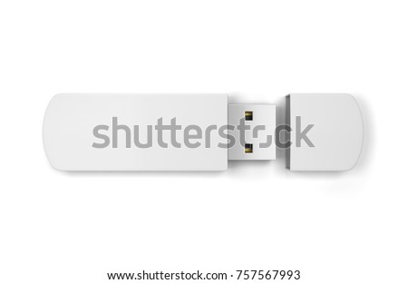 Blank usb flash drive. 3d illustration isolated on white background 