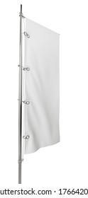 Blank Vertical Flag On A Pole For Customizing. Template