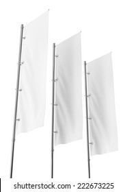 Blank Vertical Flag On A Pole For Customizing. Template 