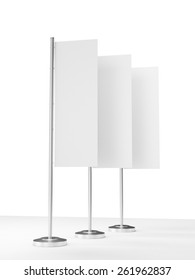 Blank Vertical Flag On A Pole For Customizing. Template 