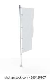 Blank Vertical Flag On A Pole For Customizing. Template