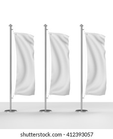 blank vertical realistic flags mock-up