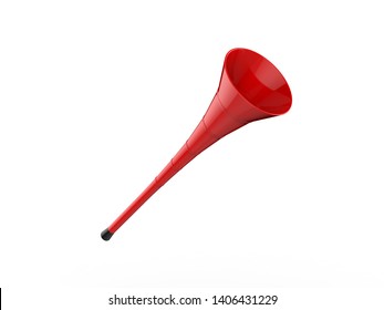 Blank Vuvuzela Stadium Plastic Horn, Fan Vuvuzela Trumpet Isolated On White Background, 3d Illustration.