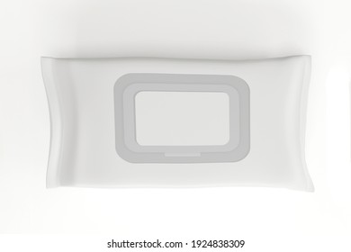 Blank Wet Wipes Soft Tissue Package For Branding, 3d render illustration. Mockup isolated on white background