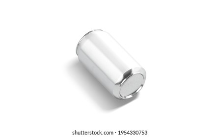 Blank White Aluminum 330 Ml Soda Can Bottom Mockup Lying, 3d Rendering. Empty Lemonade Or Beer Metallic Pack Mock Up, Isolated. Clear Cylinder Jar For Aerated Drink Template.