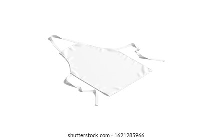 Blank White Apron With Strap Mock Up Lying, Side View, 3d Rendering. Empty Cooking Cloth For Restaurant Service Mockup, Isolated. Clear Stylist Or Barman Pinner For Dirty Job Mokcup Template.