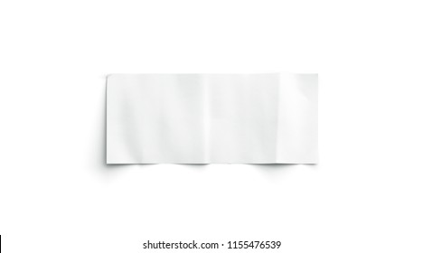 Blank White Banknote Mockup, Isolated, Top View, 3d Rendering. Empty Paper Money Mock Up. Clean Crumpled Bank Note Bill Template. Clear Ticket Bond Cash Design