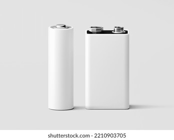 Blank White Battery Mockup Template. 3D Rendering