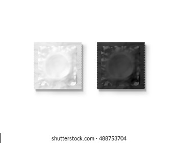 Download Blank White Black Condom Packet Mockup Stock Illustration 488753704