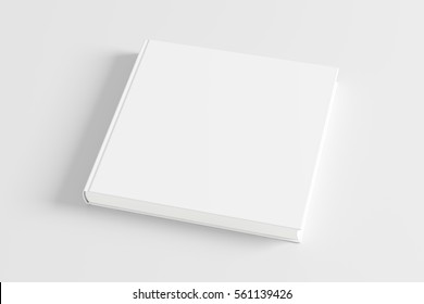 Blank White Book Cover On White Background. Isolated With Clipping Path. 3d Render