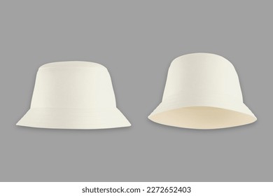 Blank white bucket fisherman promotional hat or cap. Bucked hat Mockup isolated over white background. 3d rendering.Stylish Panama template, hat with brim. - Shutterstock ID 2272652403