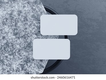 Blank white business cards on a textured background - Powered by Shutterstock