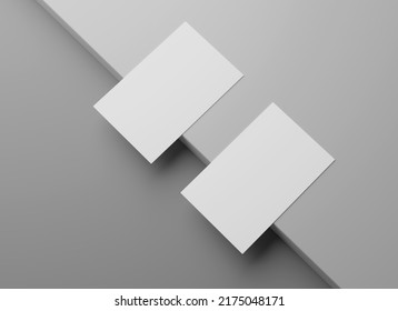 Blank White Business Name Card Mockup On Box Podium, 3D Rendering