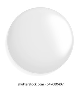 Blank White Button - White Badge 3D Illustration