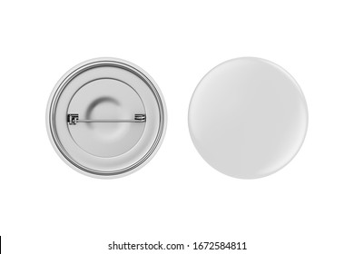 Blank White Button Badge Mockup, Front And Back Side