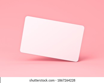 Blank White Card Isolated On Pink Pastel Color Background Minimal Conceptual 3D Rendering