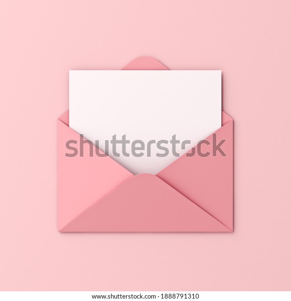 Blank White Card Pink Envelope Isolated Stock Illustration 1888791310