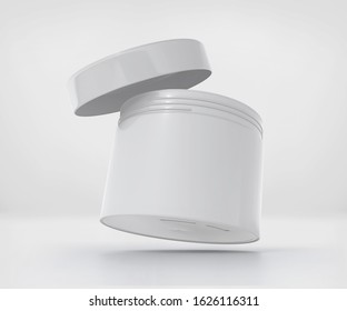 Blank white cosmetic jar mockup with cap, Realistic packaging mockup template, 3d rendering isolated on light background