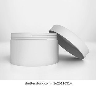 Blank white cosmetic jar mockup with cap, Realistic packaging mockup template, 3d rendering isolated on light background