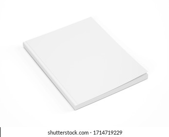 Blank White Cover Of Magazine Isolated On White Background. Mock Up Template Of Magazine, Book, Brochure, Booklet. 3d Rendering