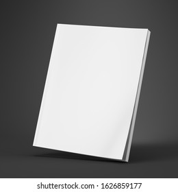 Blank White Cover Of Magazine On Gray Background. Mock Up Template Of Magazine, Book, Brochure, Booklet. 3d Rendering