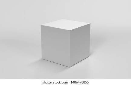 Blank White Cube. Single Box Backdrop.. 3D Render