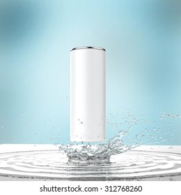 Blank White Energy Drink Can Mock-up With Water Splash 3d Render On Light Blue Background
Package Design Template