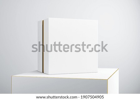 Similar – Image, Stock Photo closed golden gift box with a bow